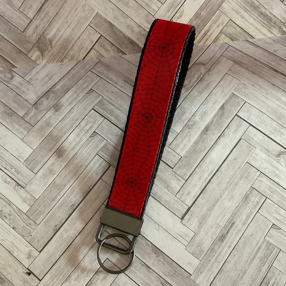 Halloween Spider Web Key Fob Wristlet Keychain Cane strap handmade - Picture 2 of 4